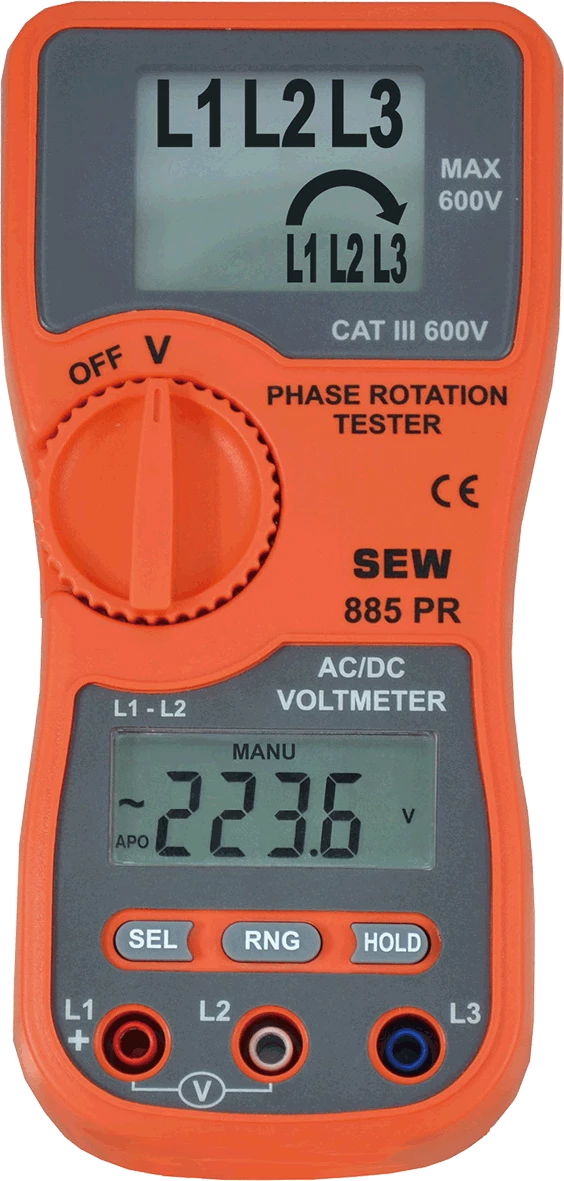 SEW 885PR PHASE ROTATION TESTER WITH VOLTMETER