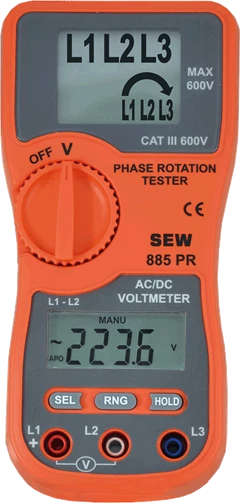 SEW 885PR PHASE ROTATION TESTER WITH VOLTMETER